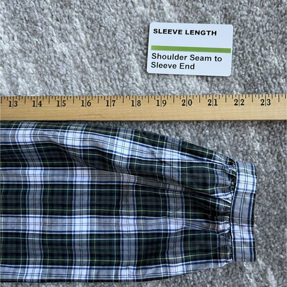 J. Crew Long-Sleeves Top Women's Size S Green Black White Plaid 100% Cotton - Picture 13 of 13